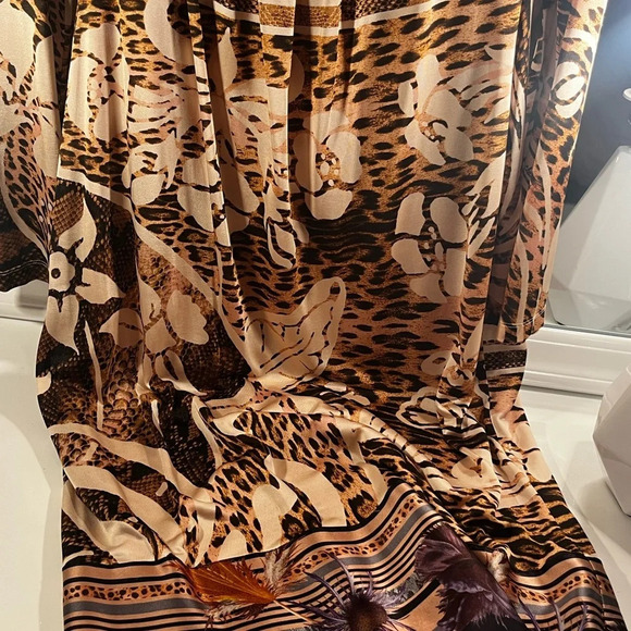 💎 Roberto Cavalli Class Midi Leopard & Floral Print Dress 48/14 large/xl EUC - Picture 2 of 15